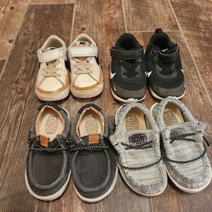 Four (4) Pairs Nike & Hey Dude Shoes 7 Toddler